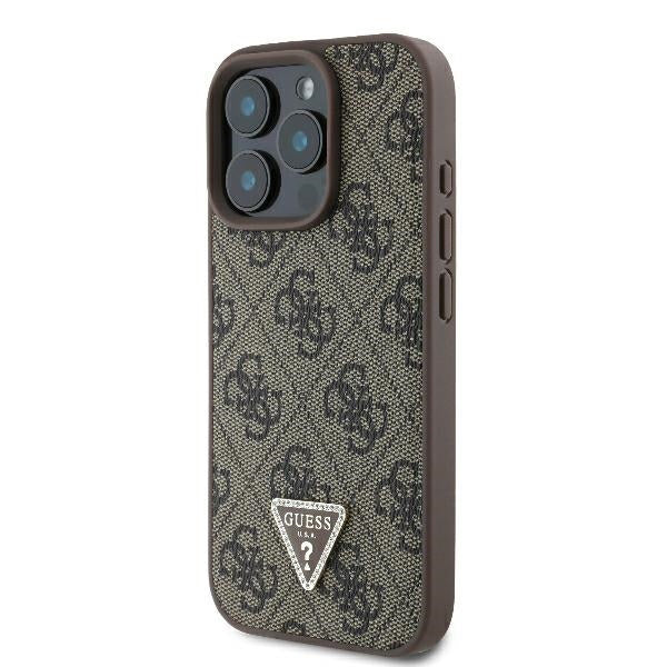 Θήκη για Apple iPhone 16 Pro, Guess, 4G Triangle Strass, Καφέ