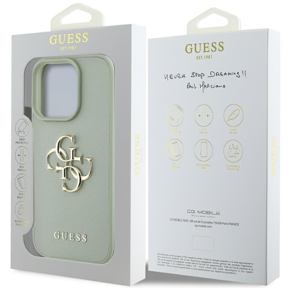 Θήκη για Apple iPhone 16 Pro, Guess, Grained Big 4G Logo Small Classic Logo, Πράσινο