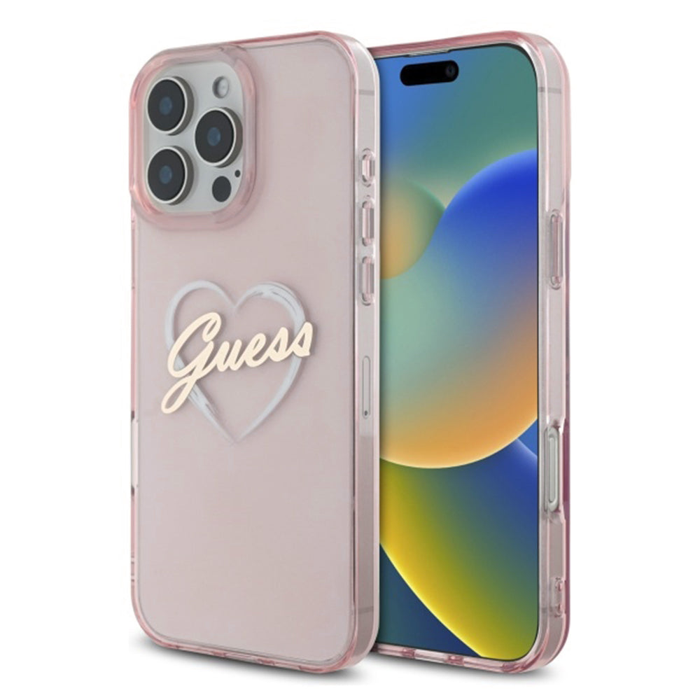 Θήκη για Apple iPhone 16 Pro, Guess, IML Heart, Ροζ