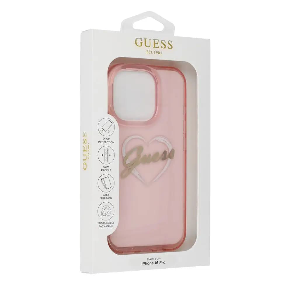 Θήκη για Apple iPhone 16 Pro, Guess, IML Heart, Ροζ
