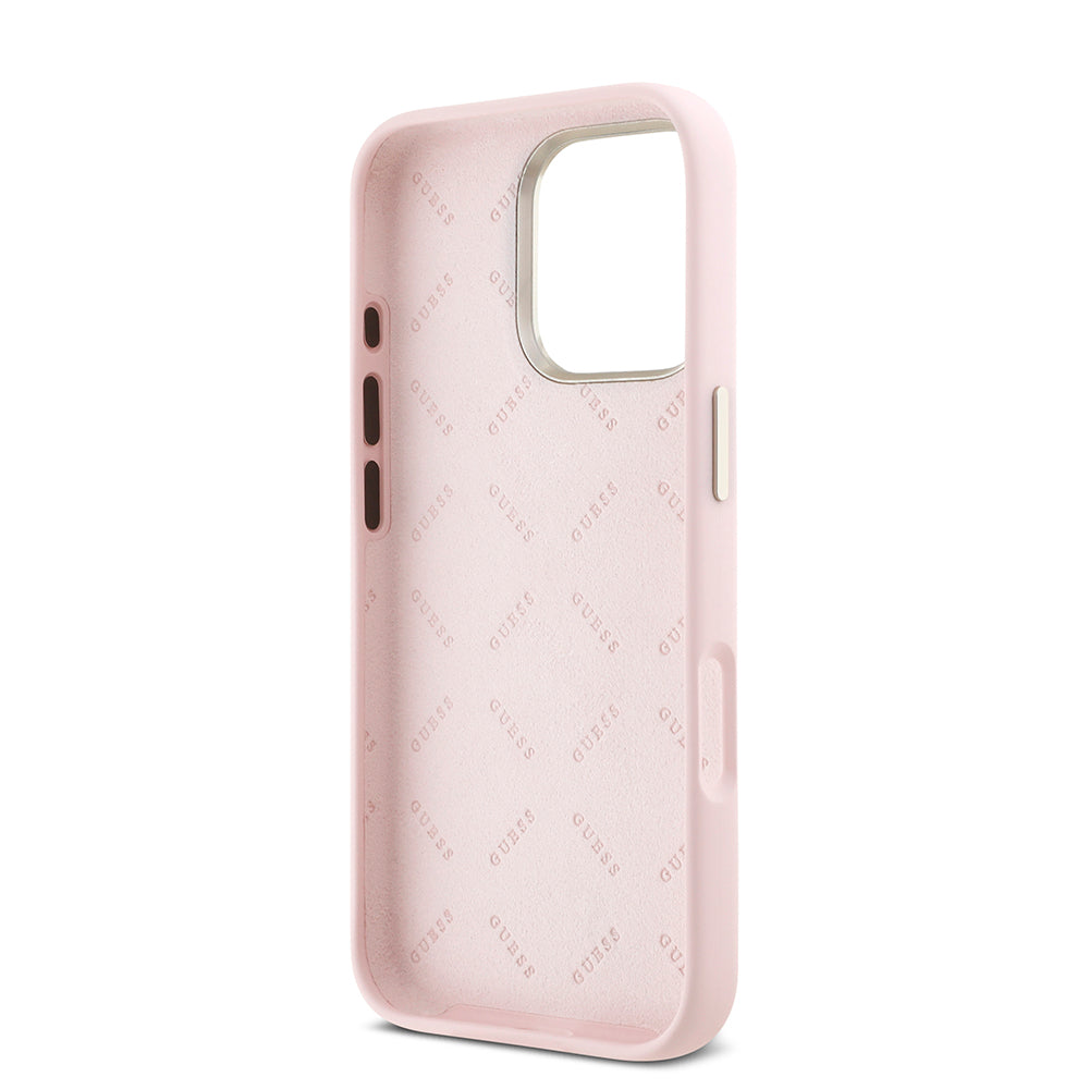 Θήκη για Apple iPhone 16 Pro, Guess, Script Metal Logo & Frame, Ροζ