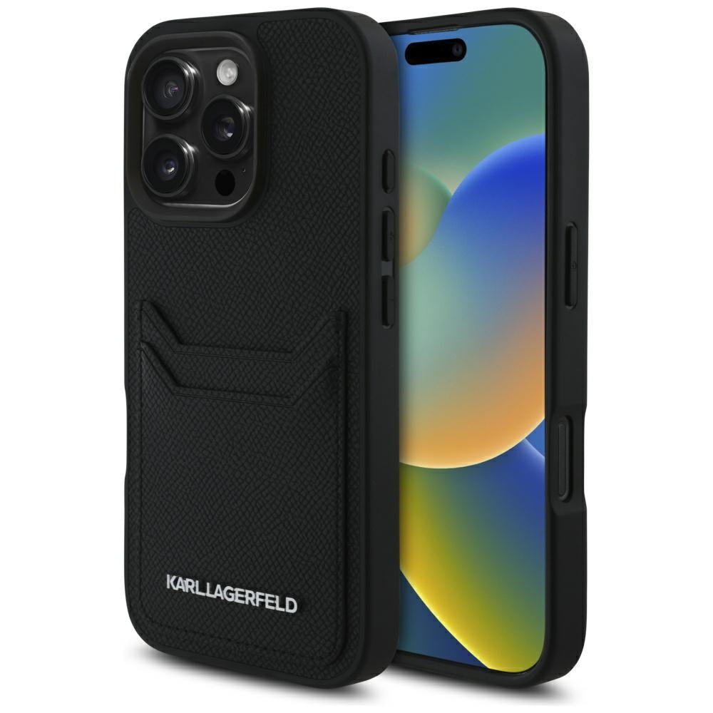 Θήκη για Apple iPhone 16 Pro, Karl Lagerfeld, Grained Cardslots, Μαύρη
