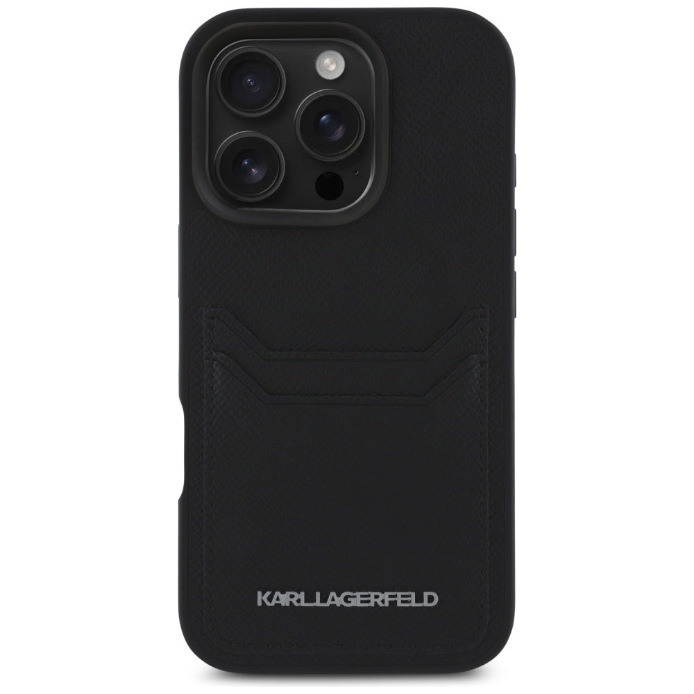 Θήκη για Apple iPhone 16 Pro, Karl Lagerfeld, Grained Cardslots, Μαύρη