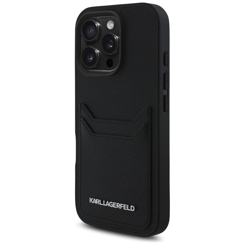 Θήκη για Apple iPhone 16 Pro, Karl Lagerfeld, Grained Cardslots, Μαύρη