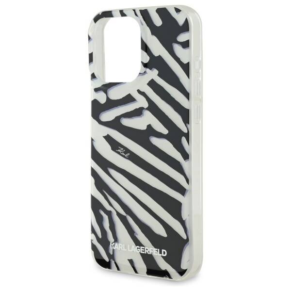 Θήκη για Apple iPhone 16 Pro, Karl Lagerfeld, IML Luxury Zebra Pattern with Strap, Μαύρη