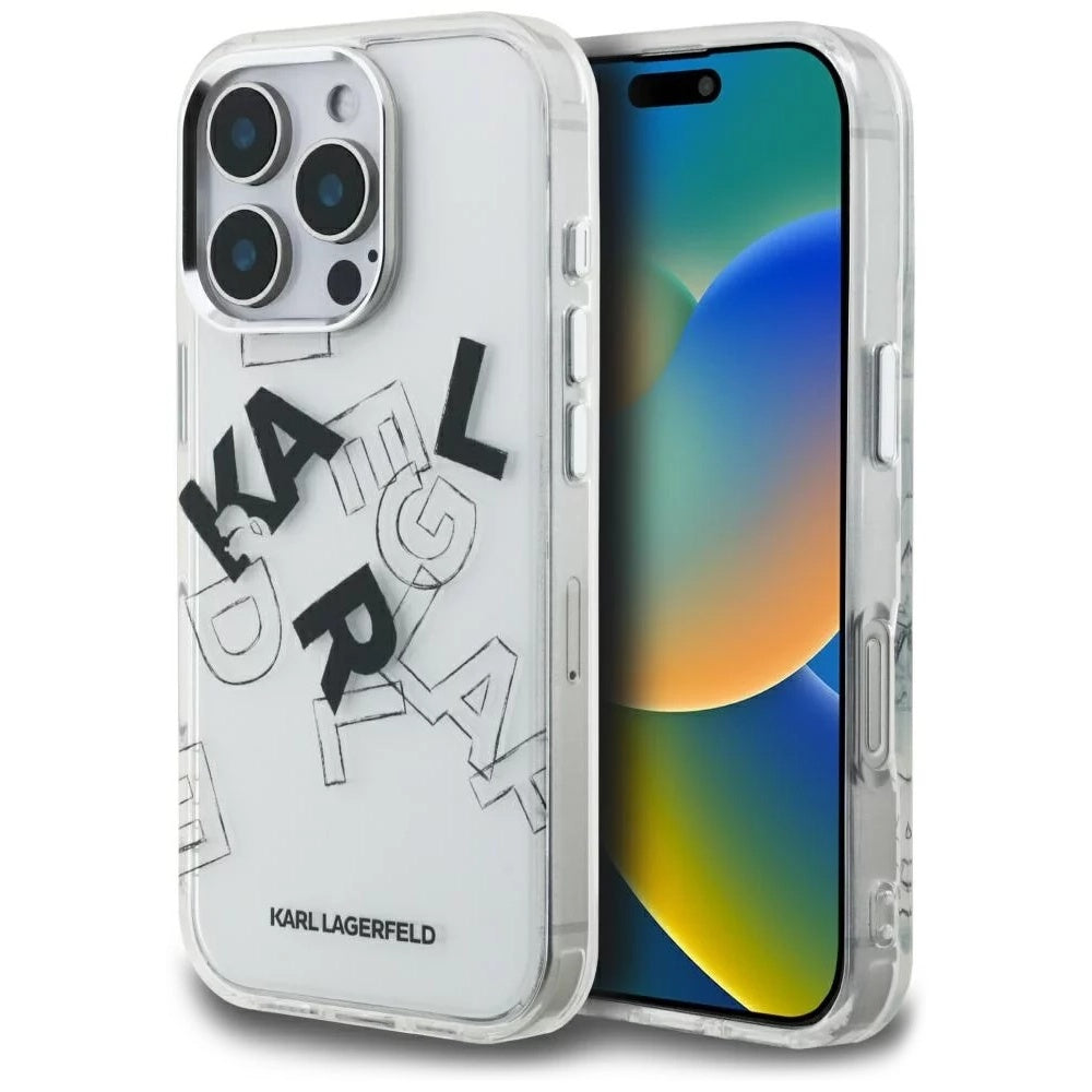Θήκη για Apple iPhone 16 Pro, Karl Lagerfeld, IML Sketched Graphic Logo, Διαφανής