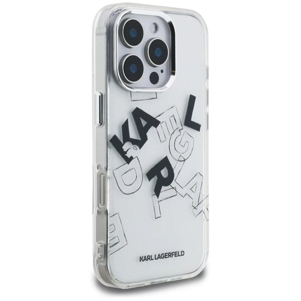 Θήκη για Apple iPhone 16 Pro, Karl Lagerfeld, IML Sketched Graphic Logo, Διαφανής