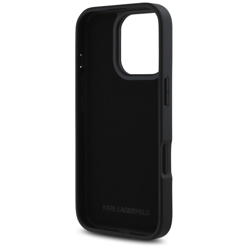 Θήκη για Apple iPhone 16 Pro, Karl Lagerfeld, Metal Signature, Μαύρη
