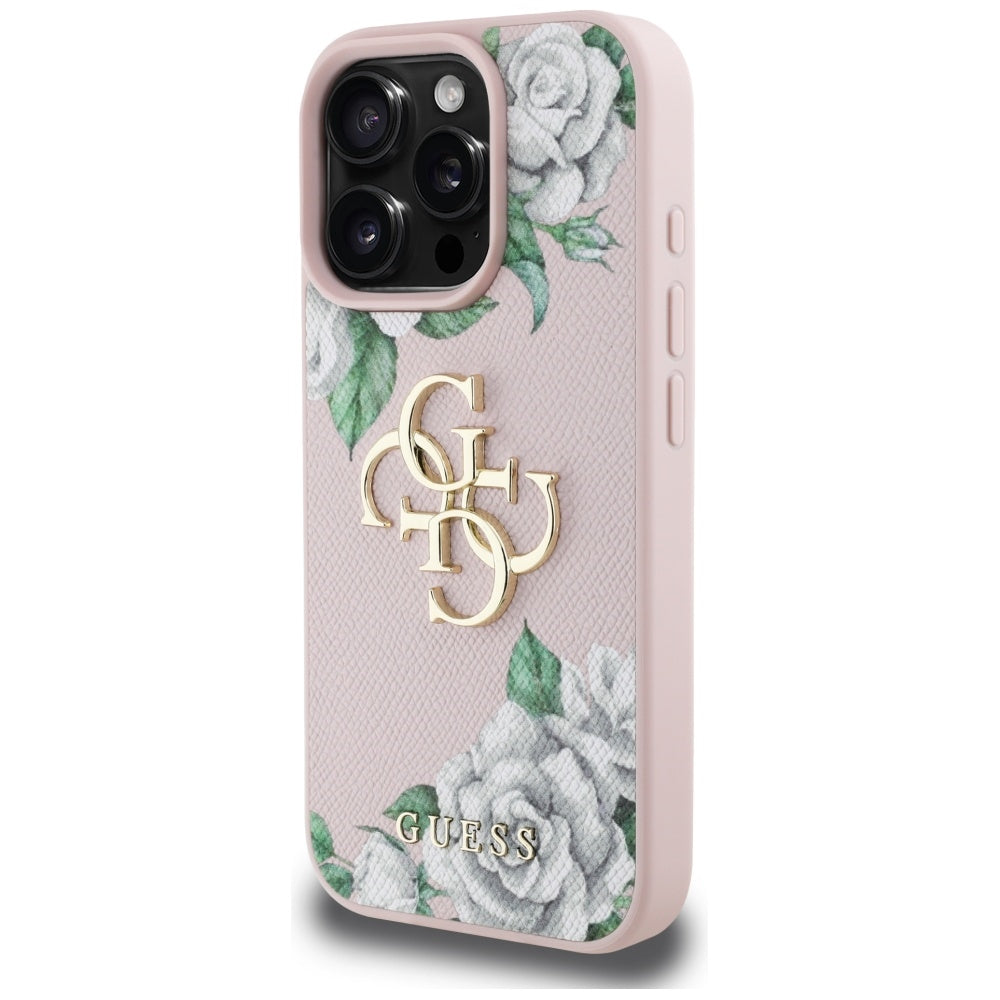 Θήκη για Apple iPhone 16 Pro Max, Guess, 4G Grained Roses Big Logo, Ροζ