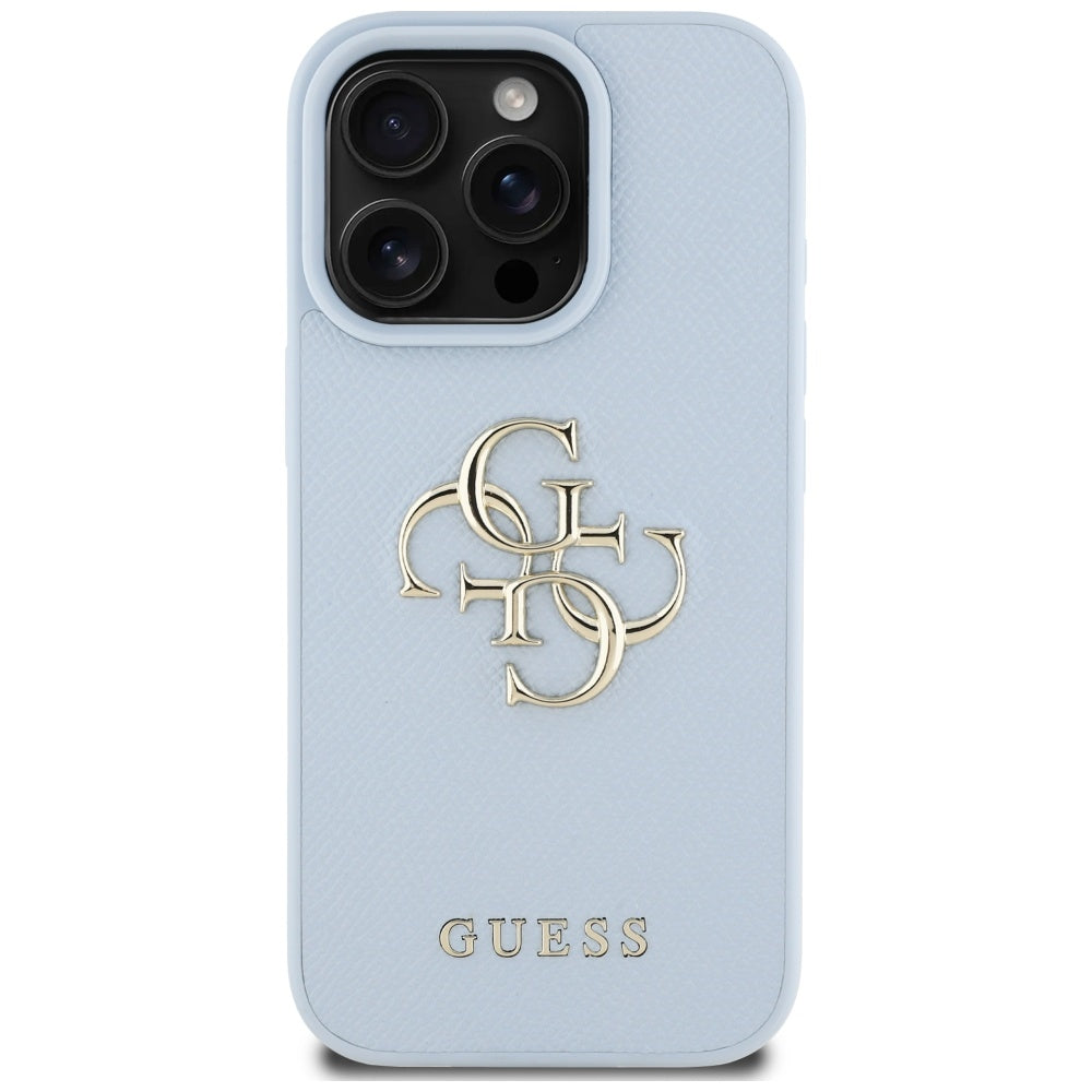 Θήκη για Apple iPhone 16 Pro Max, Guess, Grained Big 4G Logo Small Classic Logo, Μπλε