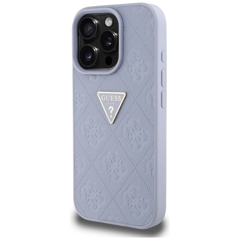 Θήκη για Apple iPhone 16 Pro Max, Guess, Hot Stamp 4G Pattern Triangle Logo, Ανοιχτό Μωβ