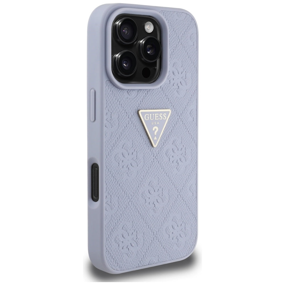 Θήκη για Apple iPhone 16 Pro Max, Guess, Hot Stamp 4G Pattern Triangle Logo, Ανοιχτό Μωβ
