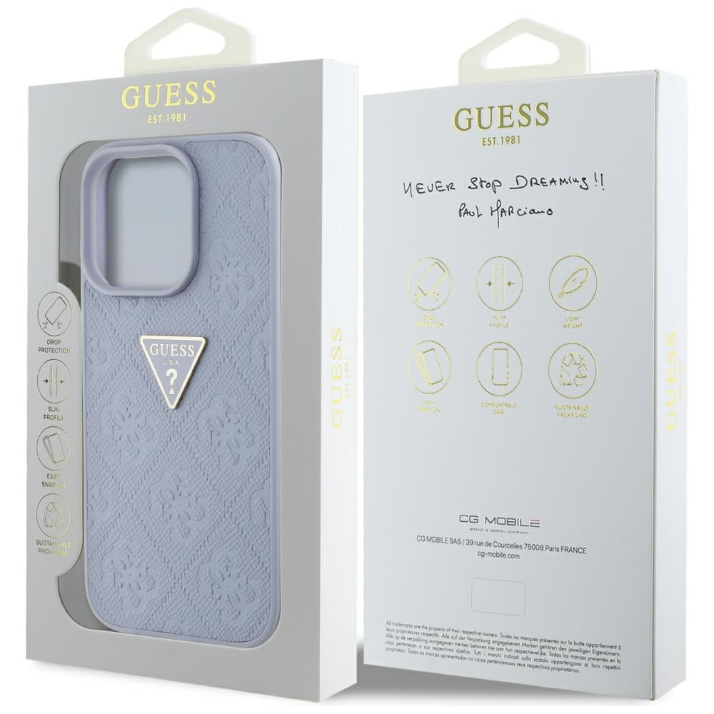 Θήκη για Apple iPhone 16 Pro Max, Guess, Hot Stamp 4G Pattern Triangle Logo, Ανοιχτό Μωβ