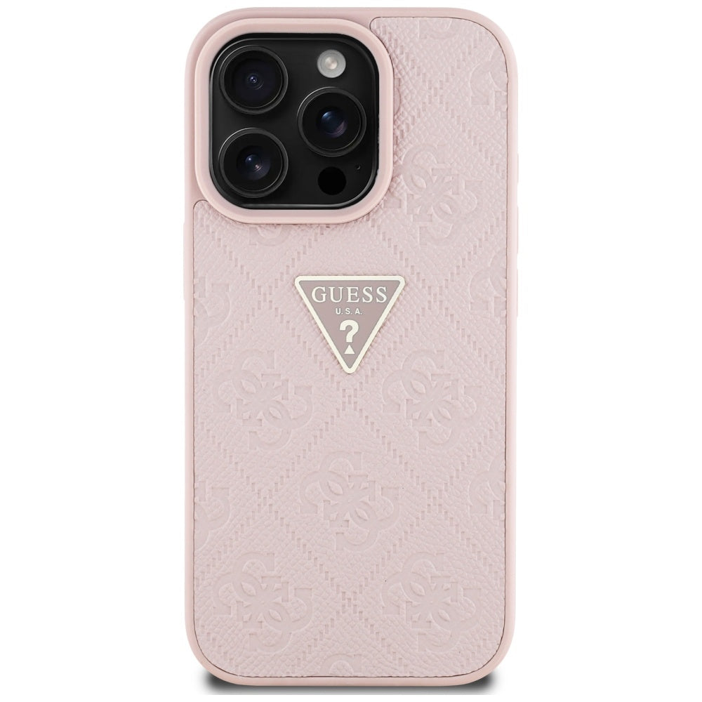 Θήκη για Apple iPhone 16 Pro Max, Guess, Hot Stamp 4G Pattern Triangle Logo, Ροζ