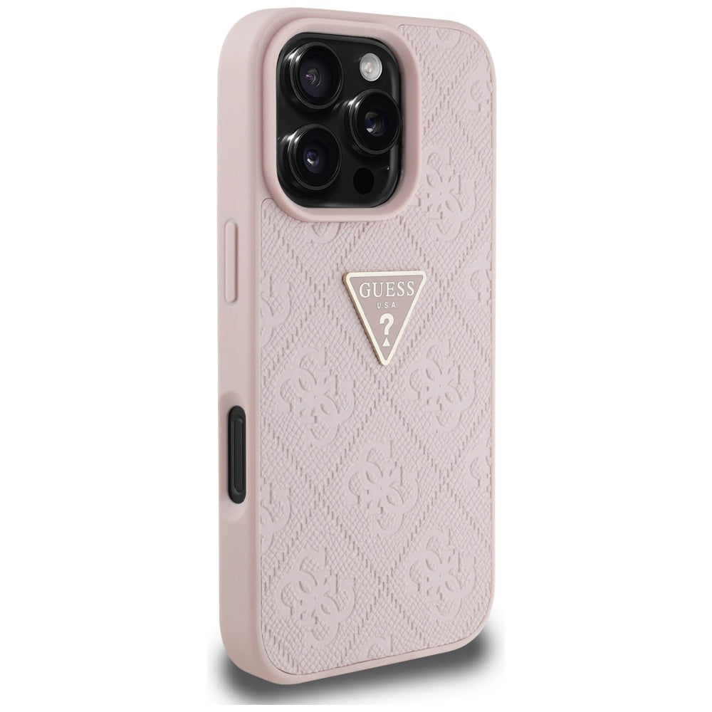 Θήκη για Apple iPhone 16 Pro Max, Guess, Hot Stamp 4G Pattern Triangle Logo, Ροζ