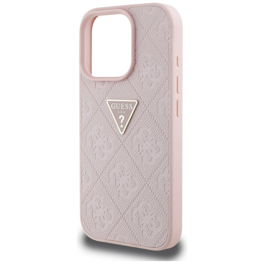 Θήκη για Apple iPhone 16 Pro Max, Guess, Hot Stamp 4G Pattern Triangle Logo, Ροζ