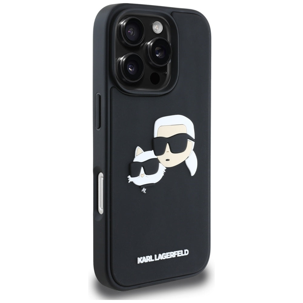Θήκη για Apple iPhone 16 Pro Max, Karl Lagerfeld, 3D Rubber Karl & Choupette, Μαύρη