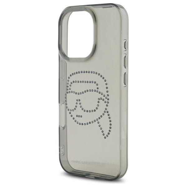 Θήκη για Apple iPhone 16 Pro Max, Karl Lagerfeld, IML Rhinestones Karl's Head, Μαύρη