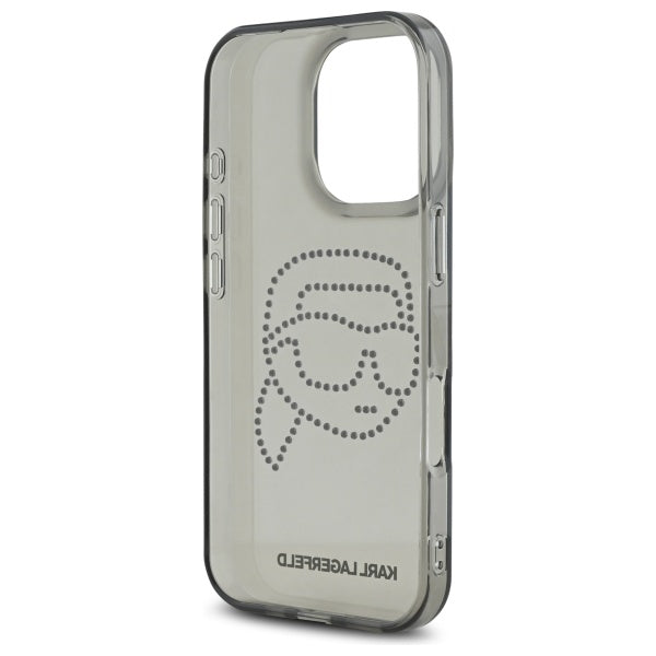 Θήκη για Apple iPhone 16 Pro Max, Karl Lagerfeld, IML Rhinestones Karl's Head, Μαύρη