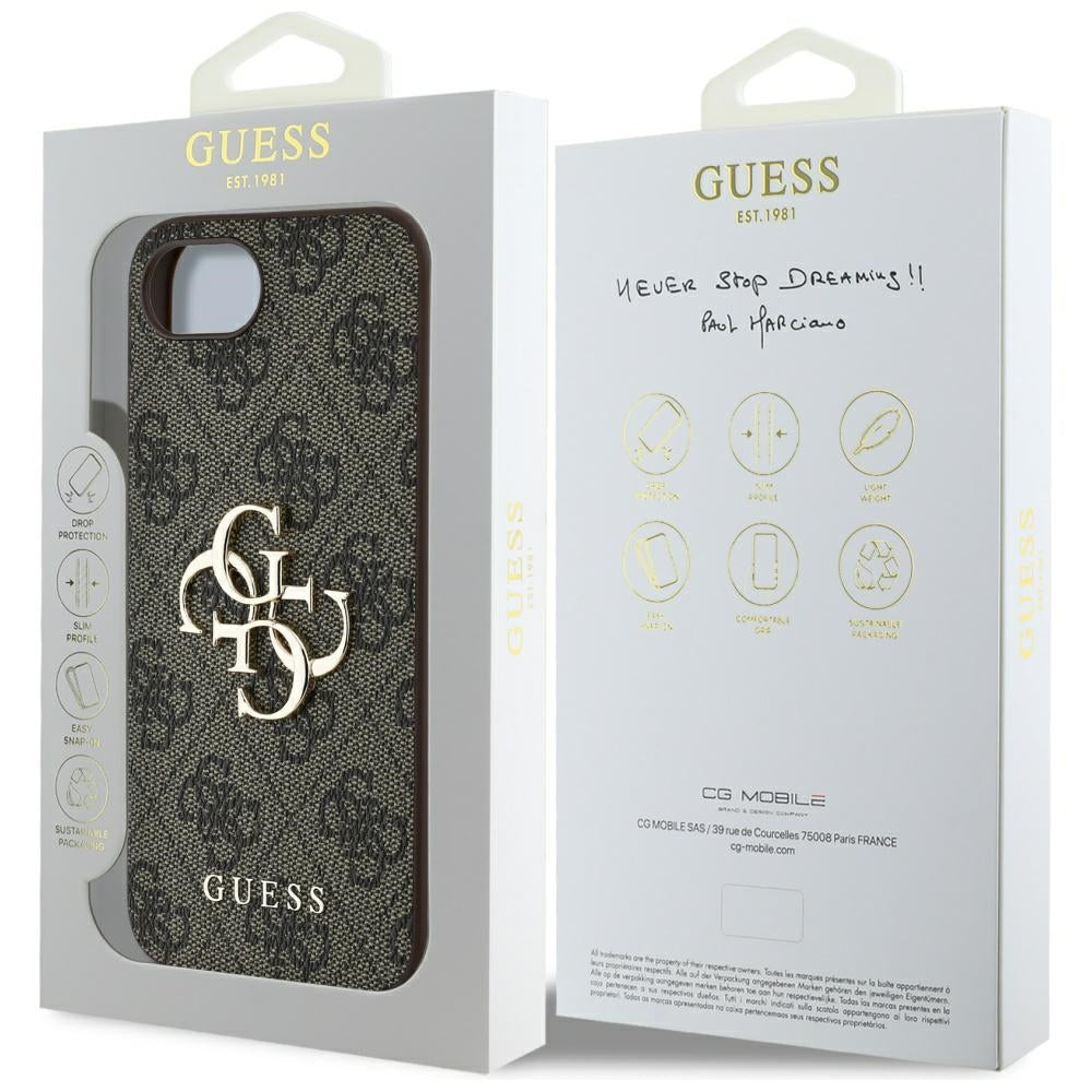 Case for Apple iPhone 17e / 16e, Guess, 4G Big Logo, Brown