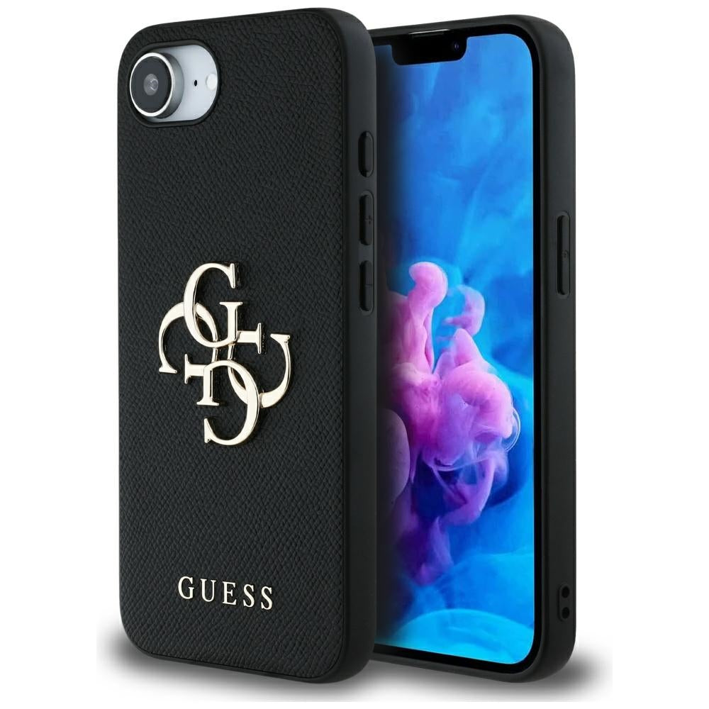 Θήκη για Apple iPhone 17e / 16e, Guess, 4G Grained Big and Classic Logo, Μαύρη