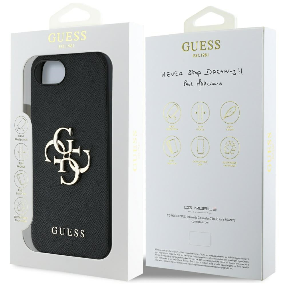 Θήκη για Apple iPhone 17e / 16e, Guess, 4G Grained Big and Classic Logo, Μαύρη