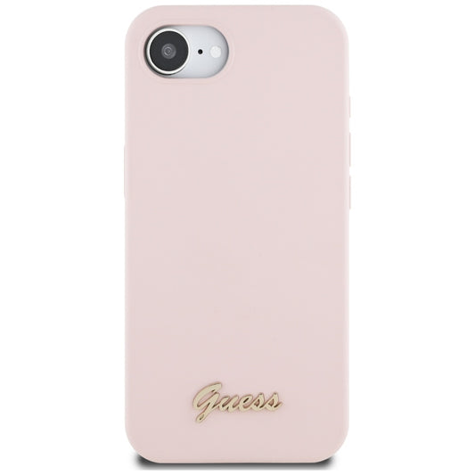 Θήκη για Apple iPhone 16e, Guess, Script Metal Logo, Ροζ
