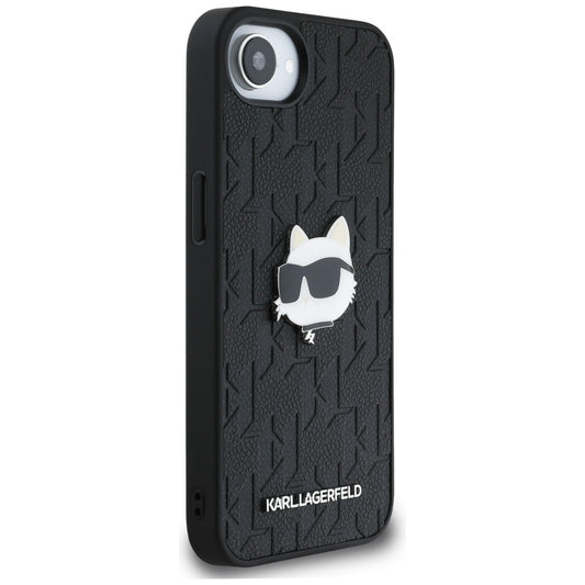 Θήκη για Apple iPhone 16e, Karl Lagerfeld, Monogram Choupette's Head, Μαύρη