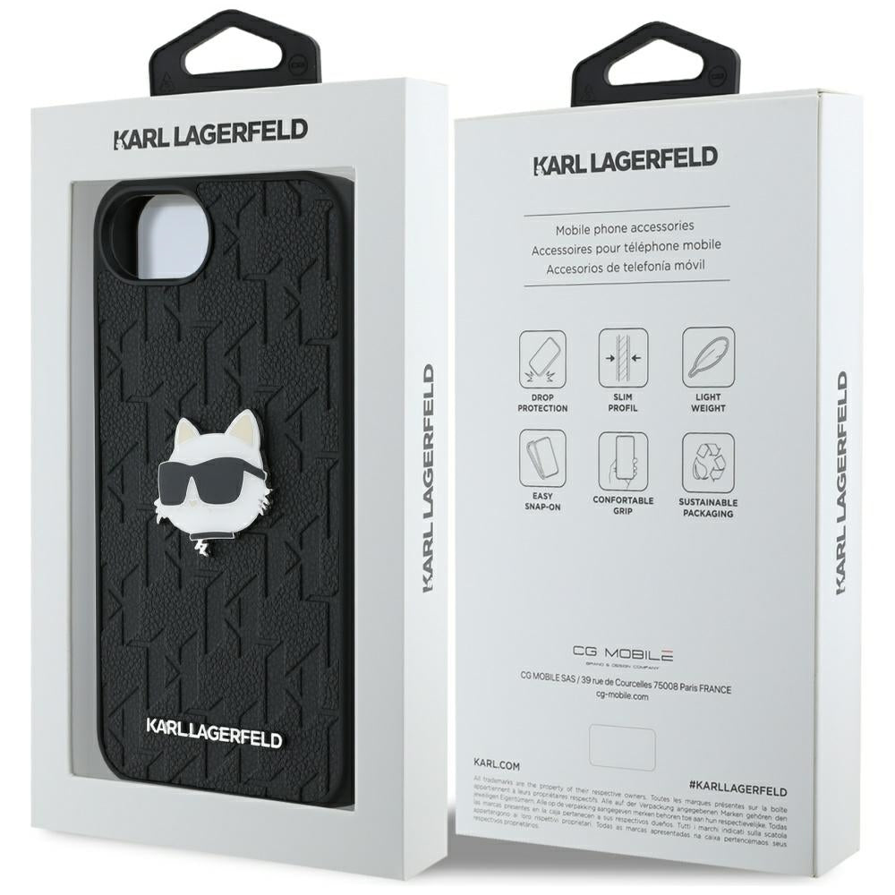 Case for Apple iPhone 17e / 16e, Karl Lagerfeld, Monogram Choupette's Head, Black