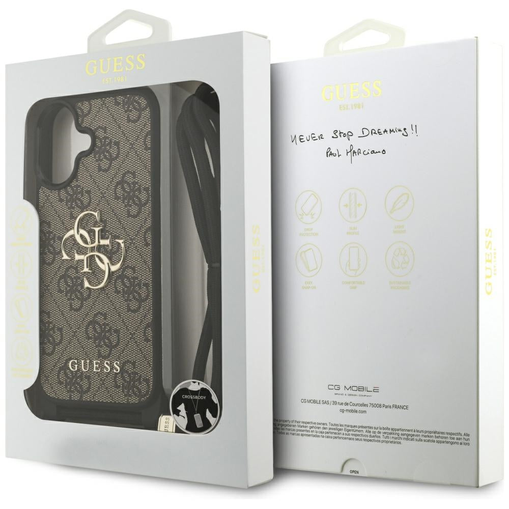 Θήκη για Apple iPhone 17, Guess, 4G CBDY Big Logo with Cord Strap, Καφέ
