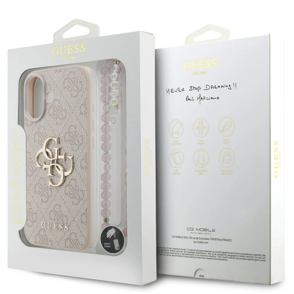 Θήκη για Apple iPhone 17, Guess, 4G Classic Logo with Strap, Ροζ