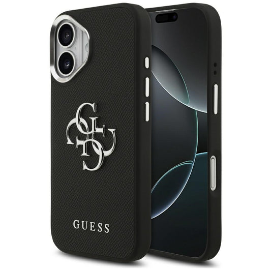Θήκη για Apple iPhone 17, Guess, 4G Grained Big and Classic Logo, Μαύρη Ασημί