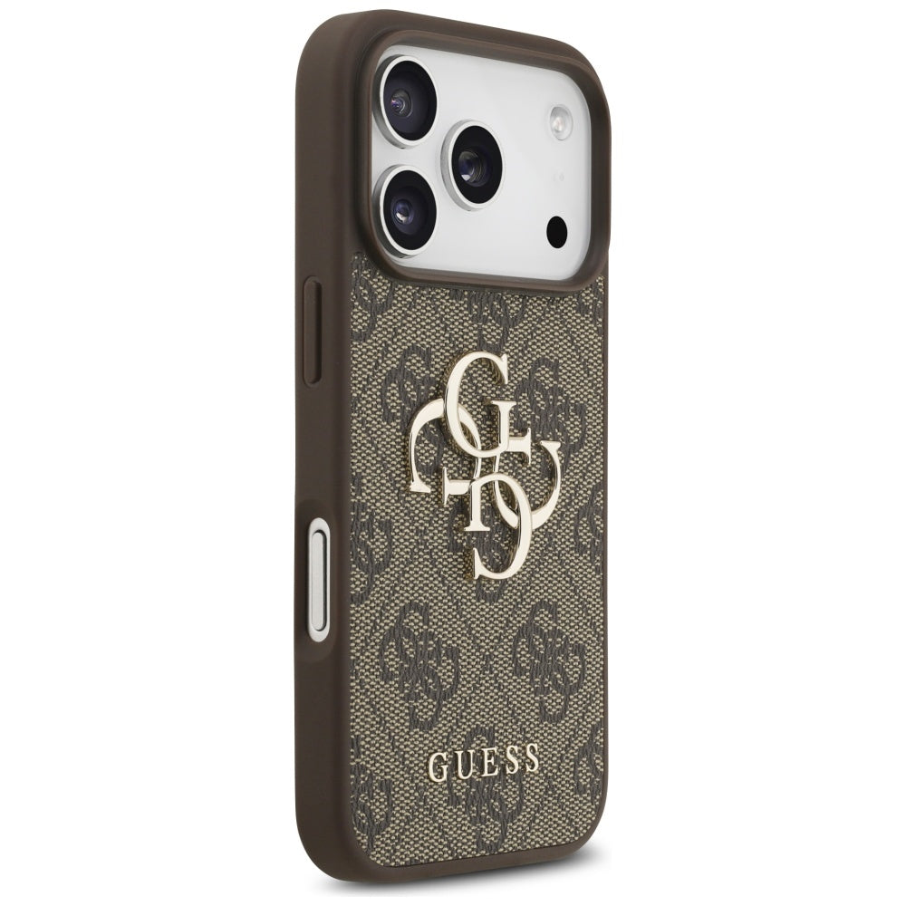 Θήκη για Apple iPhone 17 Pro, Guess, 4G Classic Logo με Λουράκι Περλών, Καφέ