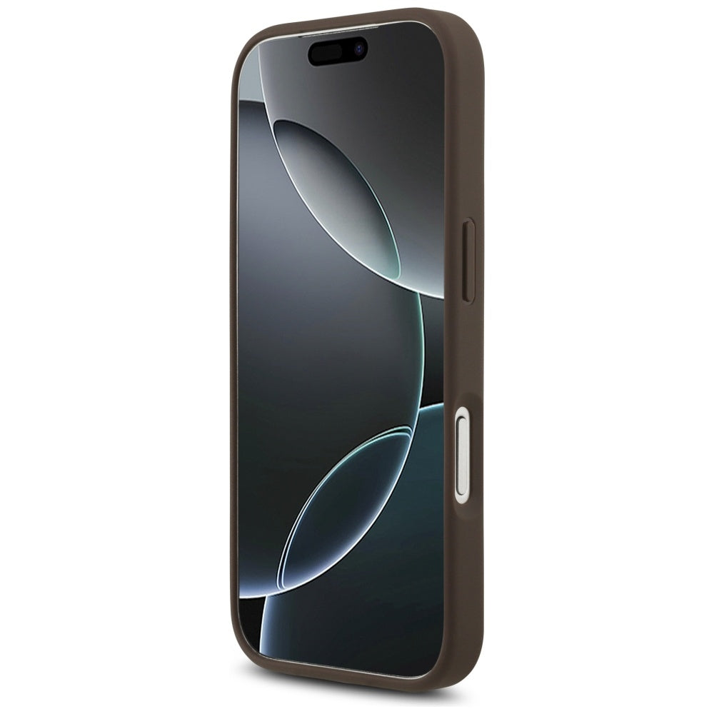 Θήκη για Apple iPhone 17 Pro, Guess, 4G Classic Logo με Λουράκι Περλών, Καφέ
