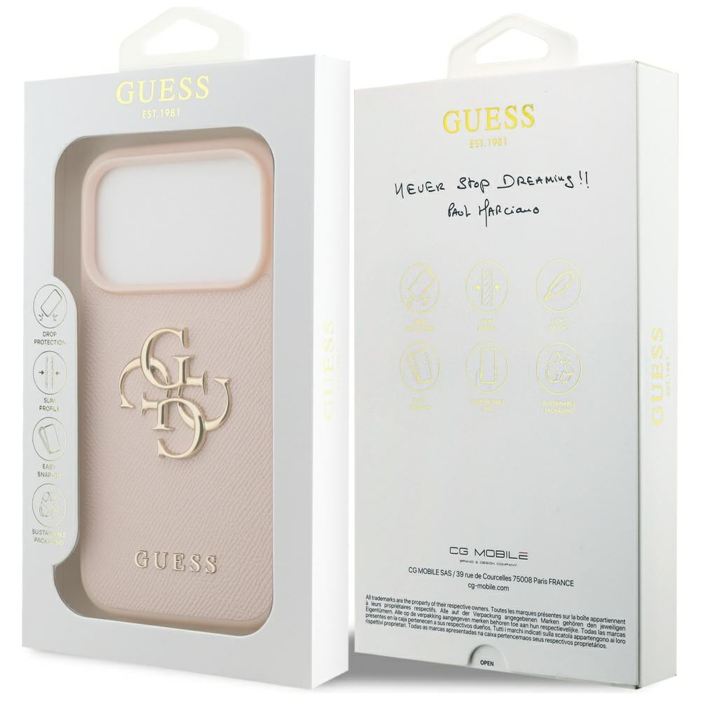 Θήκη για Apple iPhone 17 Pro, Guess, 4G Grained Big and Classic Logo, Ροζ