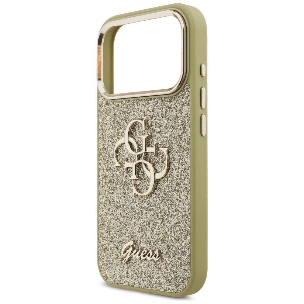 Θήκη για Apple iPhone 17 Pro, Guess, Fixed Glitter Big 4G Metal Frame, Χρυσή