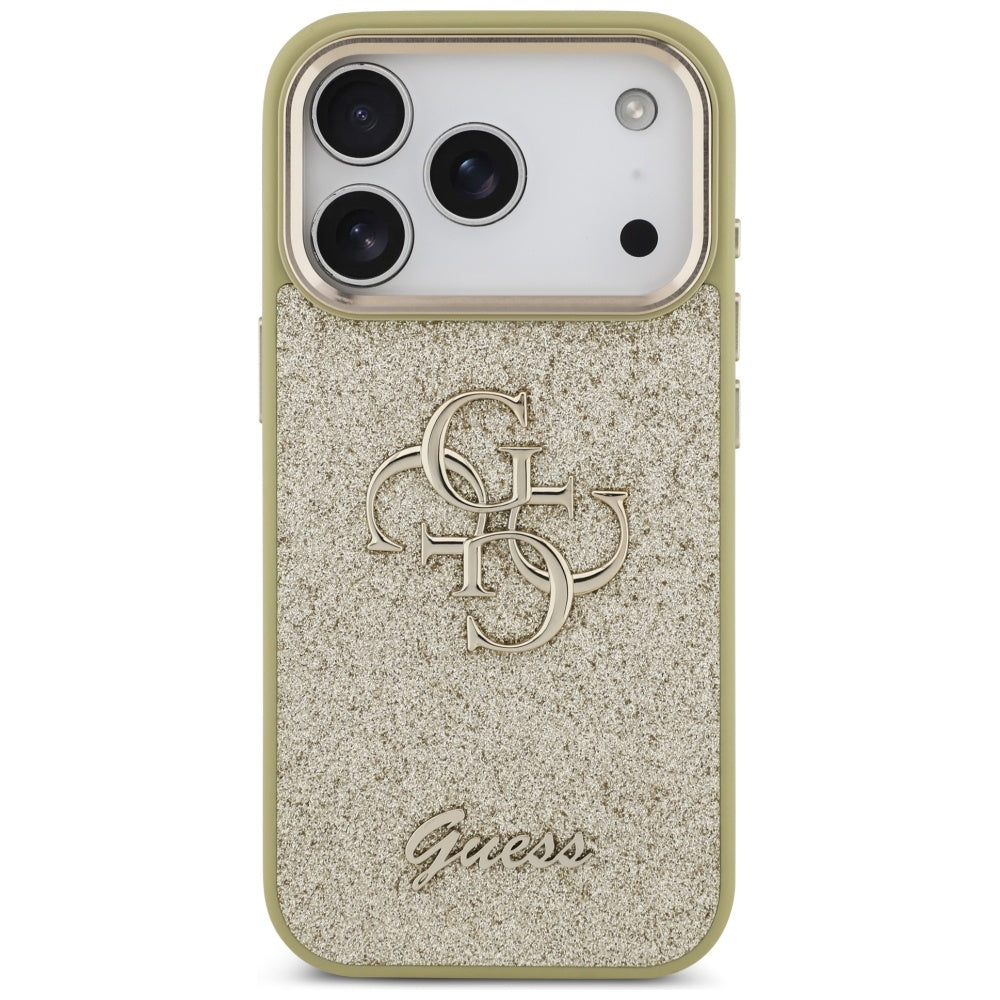 Θήκη για Apple iPhone 17 Pro, Guess, Fixed Glitter Big 4G Metal Frame, Χρυσή