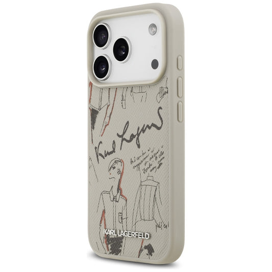 Θήκη για Apple iPhone 17 Pro, Karl Lagerfeld, Grained Pattern Logo, Γκρι