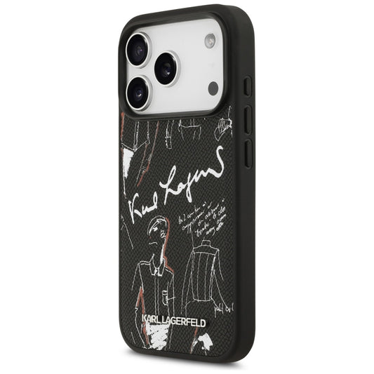 Θήκη για Apple iPhone 17 Pro, Karl Lagerfeld, Grained Pattern Logo, Μαύρη
