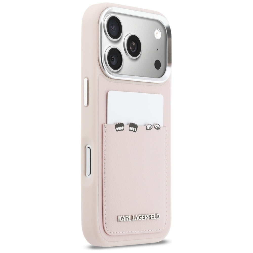 Θήκη για Apple iPhone 17 Pro, Karl Lagerfeld, Karl & Choupette Εκτύπωση με Τσέπη, Ροζ