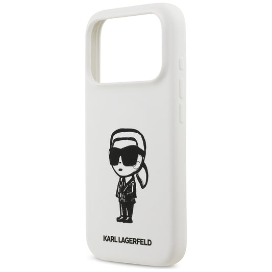 Θήκη για Apple iPhone 17 Pro, Karl Lagerfeld, Sketch and Logo Karl, Λευκή