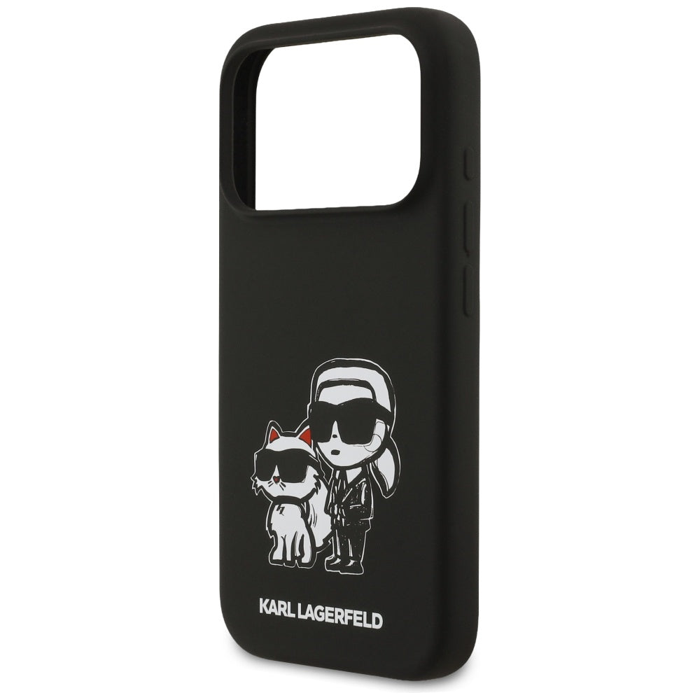 Θήκη για Apple iPhone 17 Pro, Karl Lagerfeld, Sketch and Logo Karl & Choupette, Μαύρη