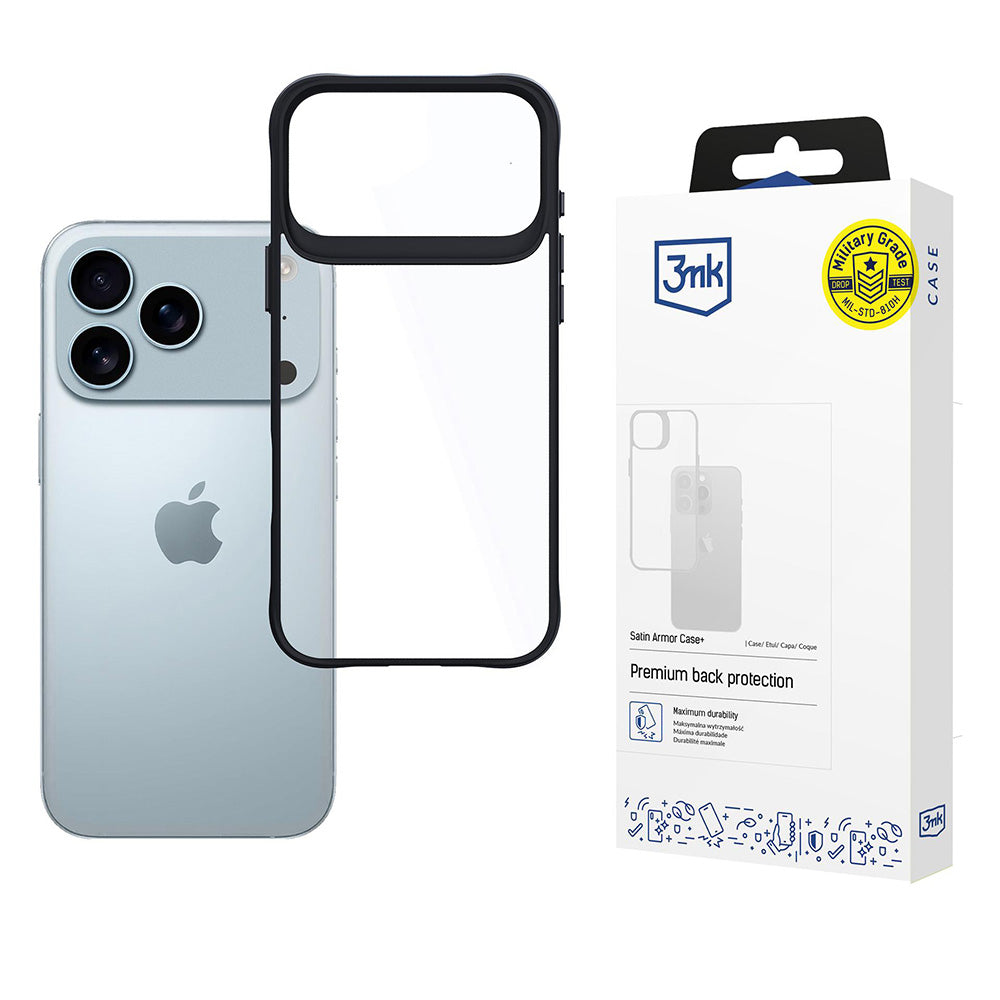 Case for Apple iPhone 17 Pro Max, 3MK, Satin Armor Case+, Black