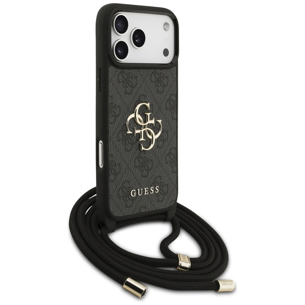 Θήκη για Apple iPhone 17 Pro Max, Guess, 4G CBDY Big Logo with Cord Strap, Μαύρη