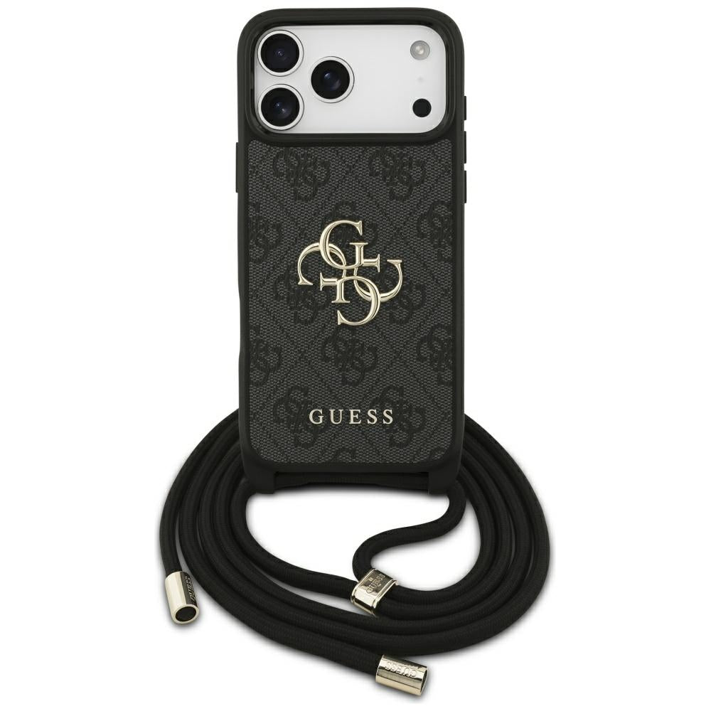 Θήκη για Apple iPhone 17 Pro Max, Guess, 4G CBDY Big Logo with Cord Strap, Μαύρη