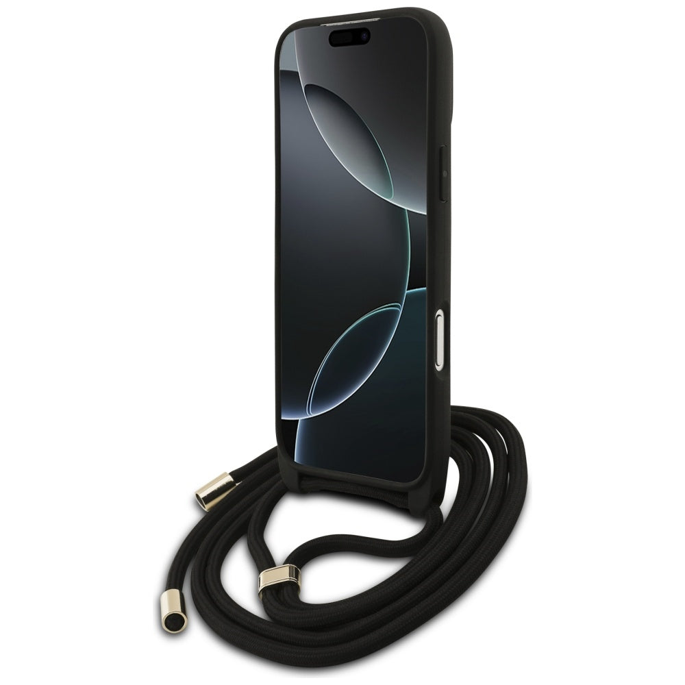 Θήκη για Apple iPhone 17 Pro Max, Guess, 4G CBDY Big Logo with Cord Strap, Μαύρη