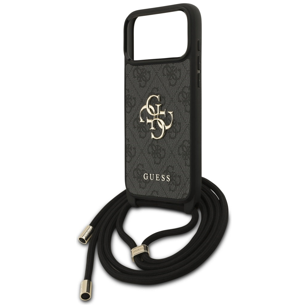 Θήκη για Apple iPhone 17 Pro Max, Guess, 4G CBDY Big Logo with Cord Strap, Μαύρη