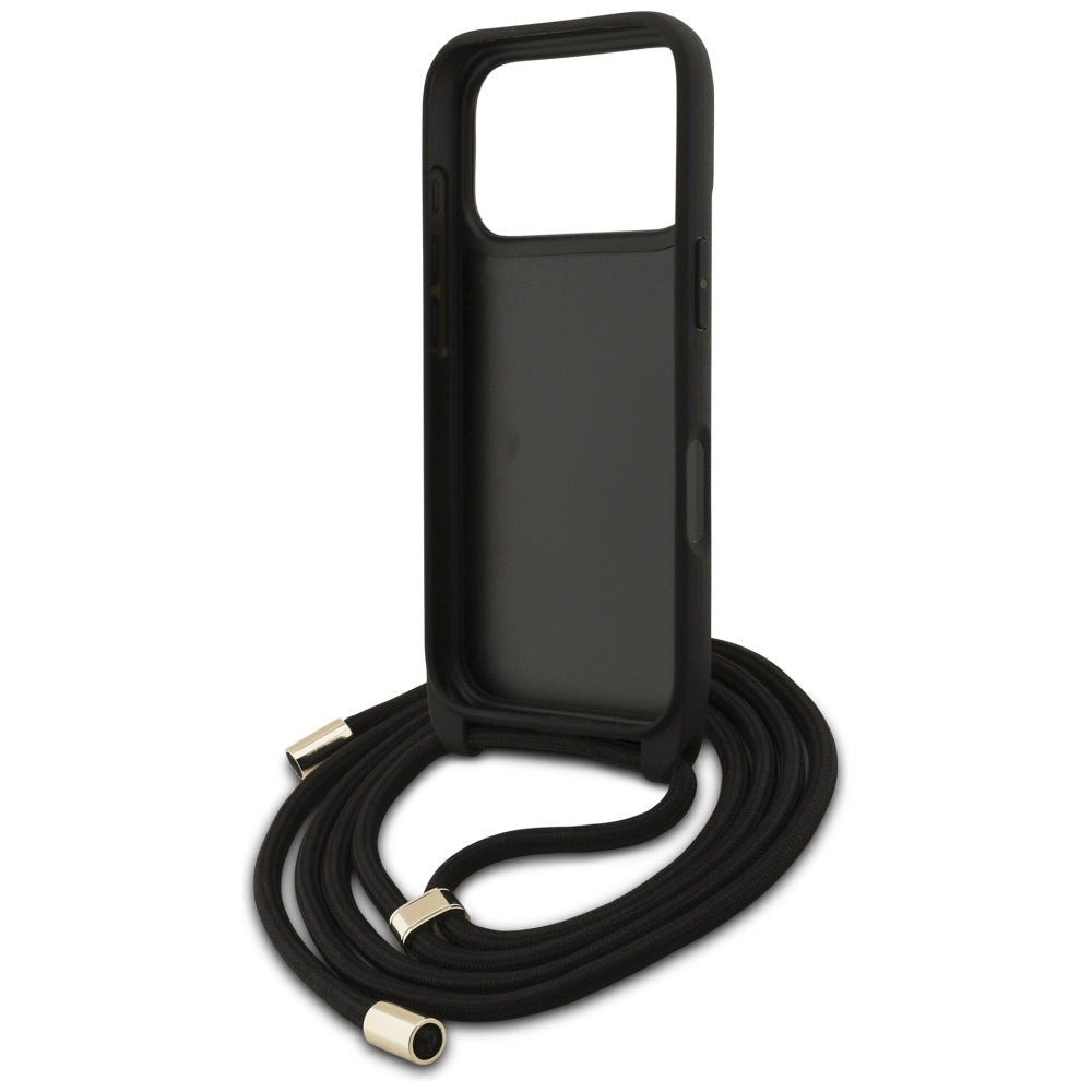Θήκη για Apple iPhone 17 Pro Max, Guess, 4G CBDY Big Logo with Cord Strap, Μαύρη