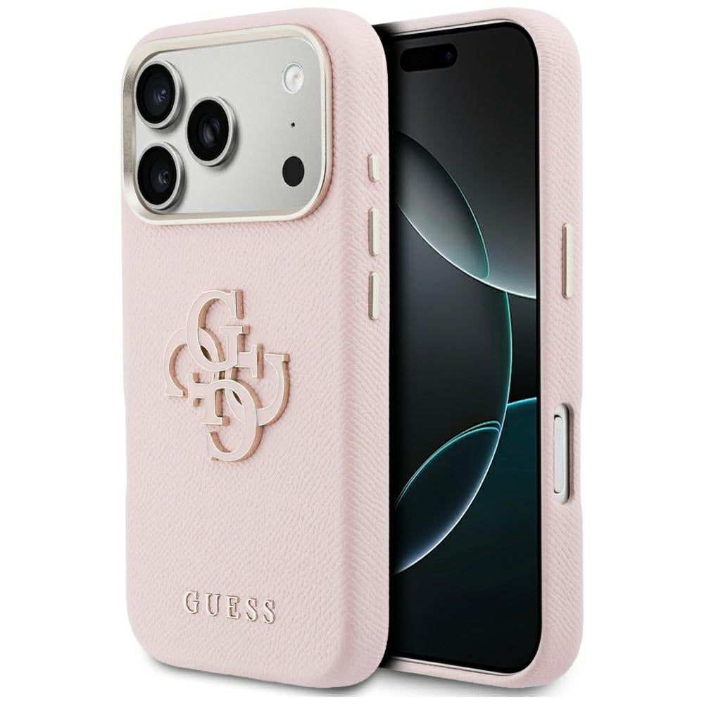 Θήκη για Apple iPhone 17 Pro, Guess, Λογότυπο Ρητίνης, Ροζ