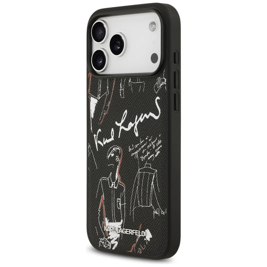 Θήκη για Apple iPhone 17 Pro Max, Karl Lagerfeld, Grained Pattern Logo, Μαύρη